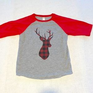Christmas plaid deer short sleeved tee SZ Youth Small